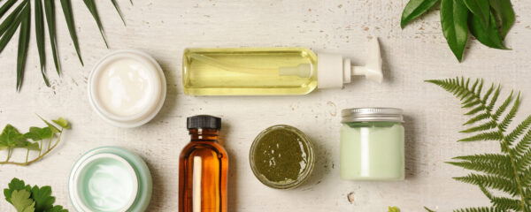 @green cosmetic arrangement