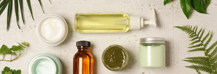 @green cosmetic arrangement