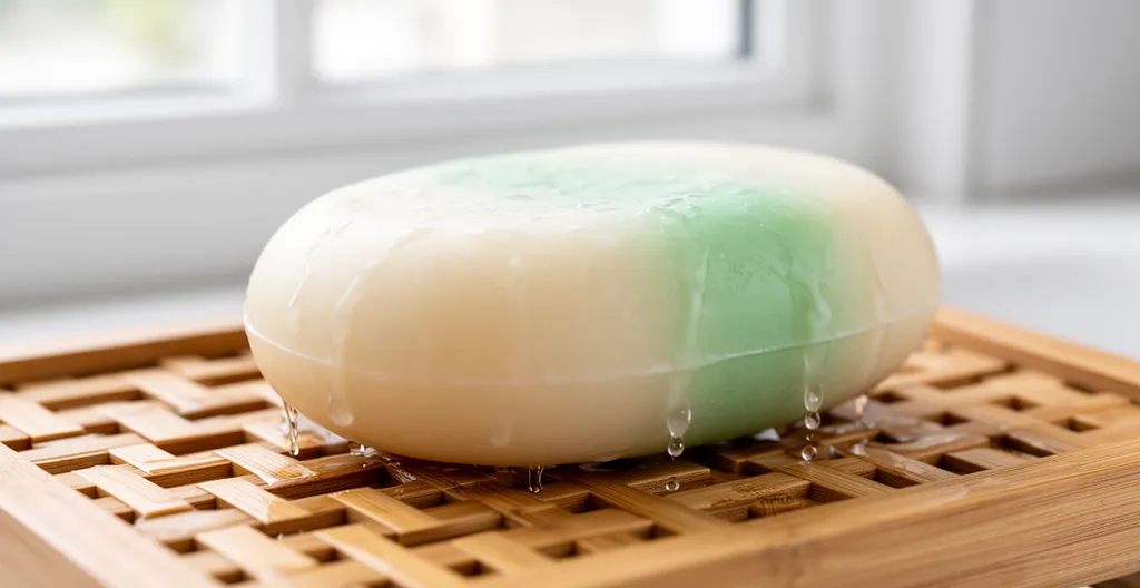 Porte-savon drainant avec cosmétique solide bien sec